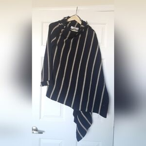 Zara Black and White Striped Poncho